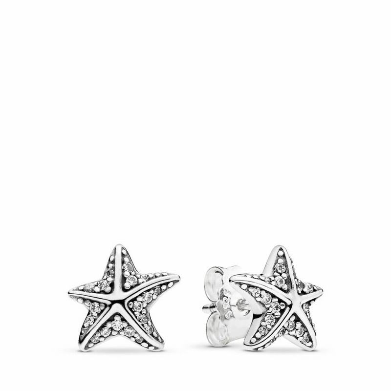 Pandora Tropical Starfish Stud Earrings Ireland - Sterling Silver/Cubic Zirconia - 851403VIU